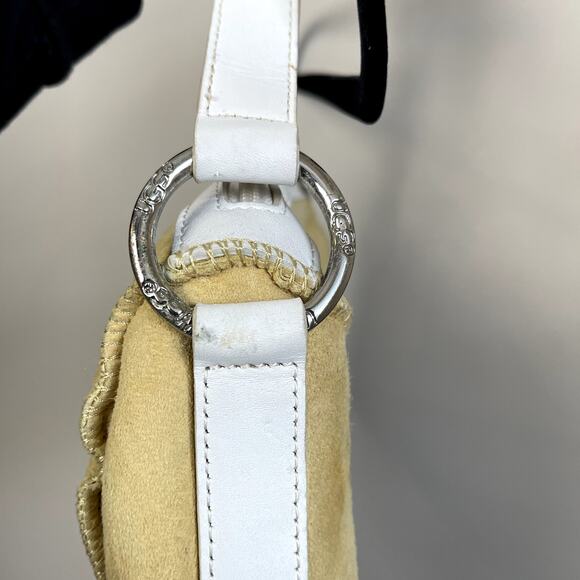 Ugg Australia Shearling Suede Shoulder Bag Yellow White Trim Y2K - Picture 5 of 8